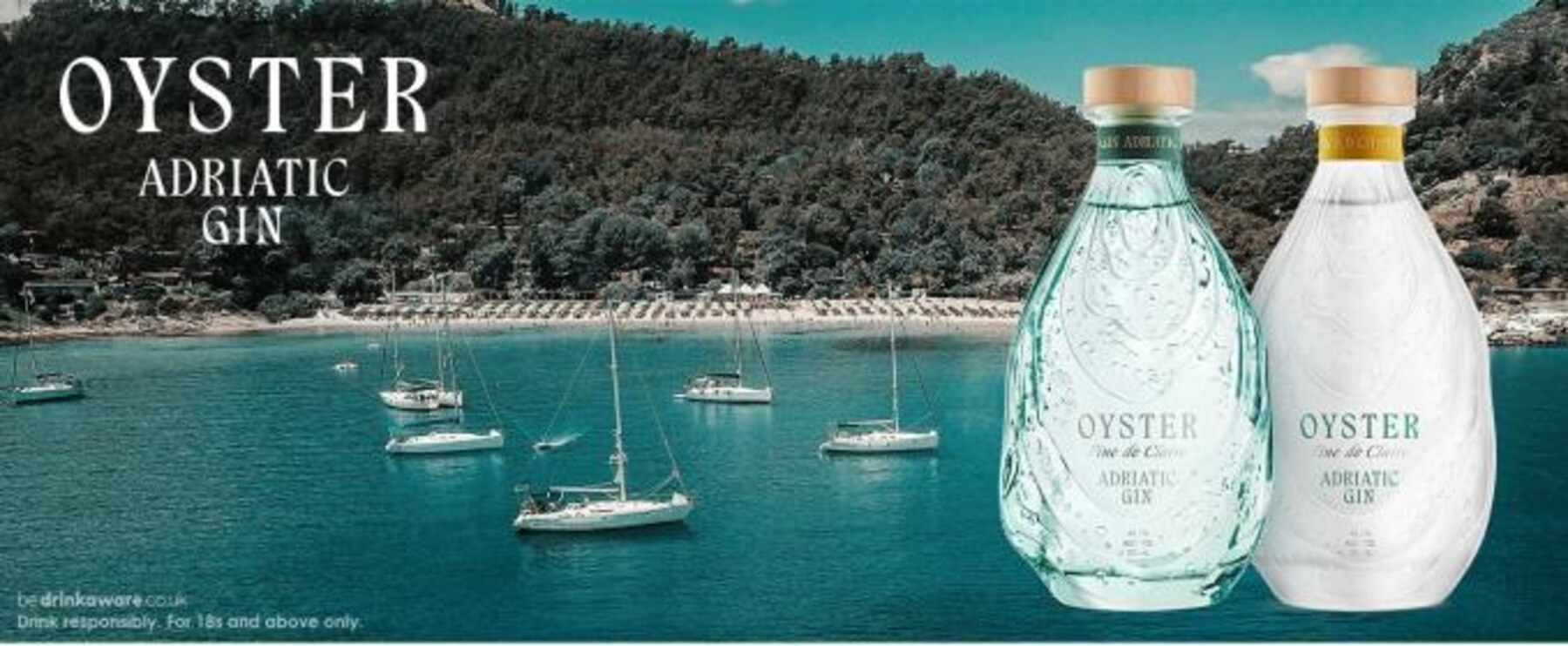 Oyster Gin — Gin Adriatic and Wild Citrus bottles on the Adriatic coast