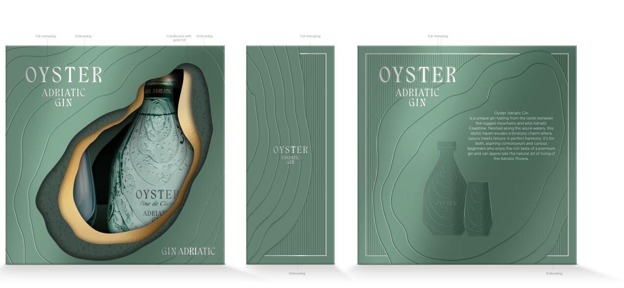 Oyster Gin gift box packaging